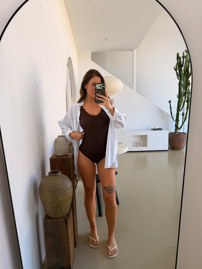 Chocolate Lace One-Piece Swimsuit