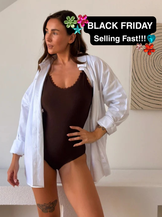 Chocolate Lace One-Piece Swimsuit